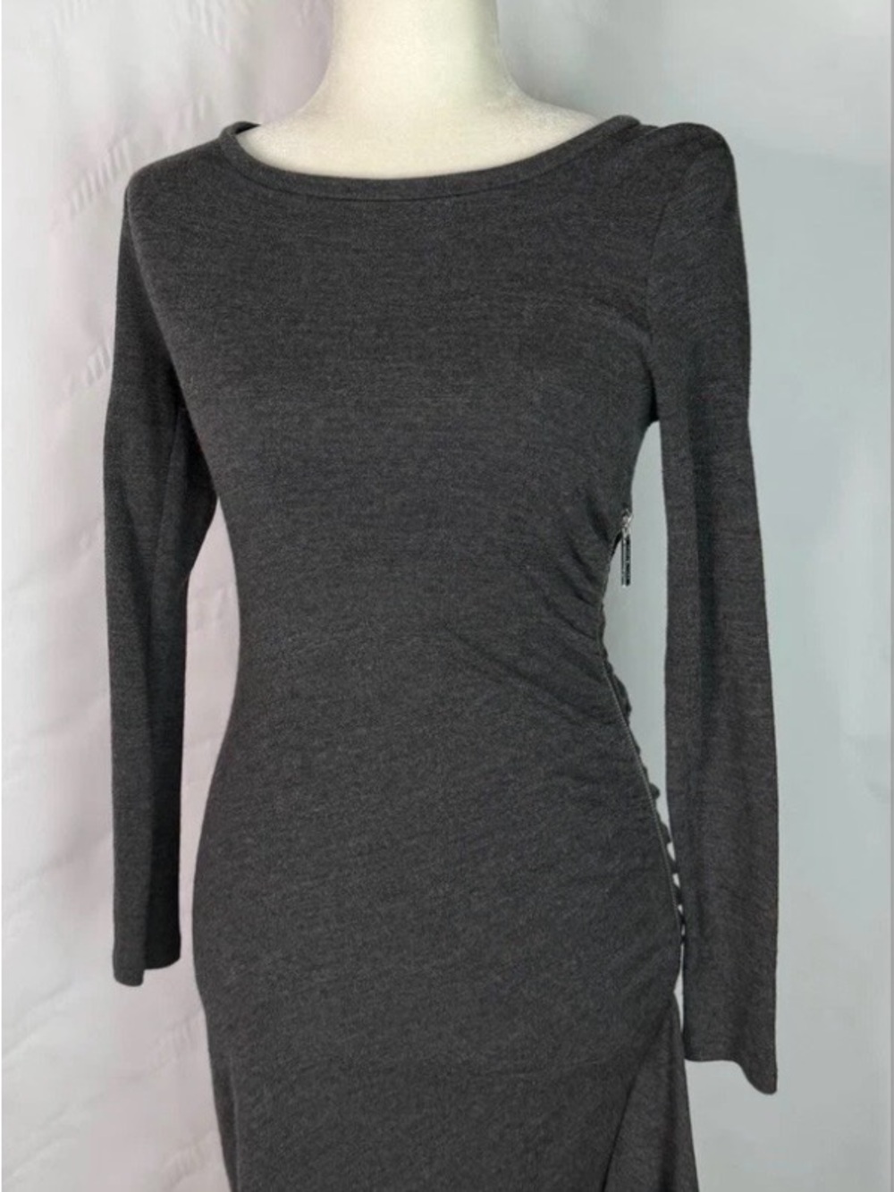 Michael Kors Charcoal Long-Sleeve Bodycon Dress